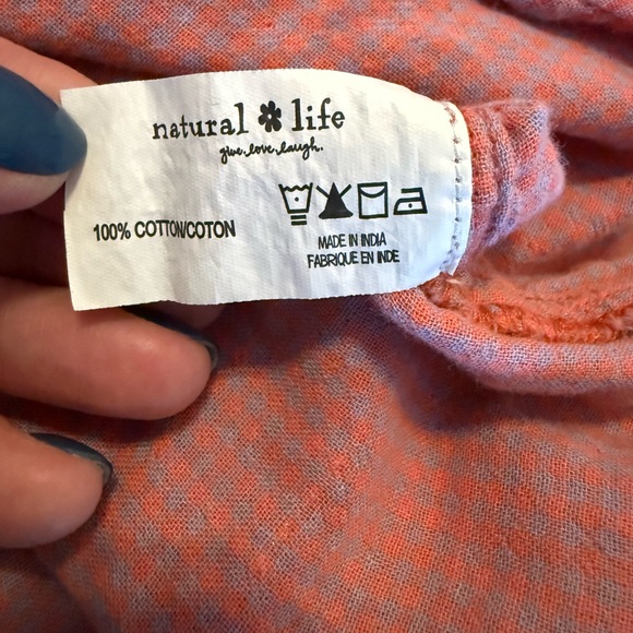 Natural Life Montana Style Plaid Cotton Gauze Blouse Metallic Thread Boho Size M - Picture 8 of 8